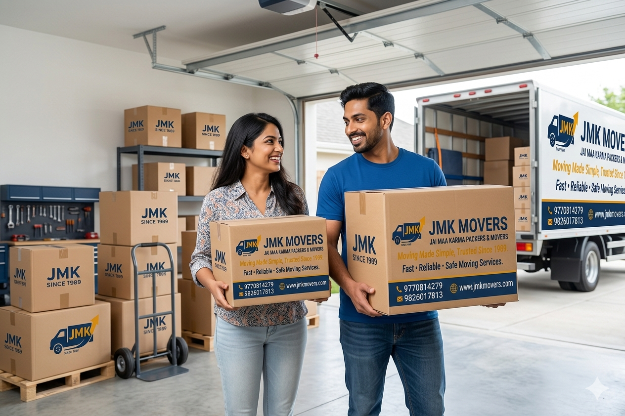 Happy family moving with JMK Movers